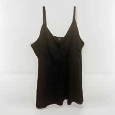 Torrid 5 Plus Deep Black Cami Tank Embroidered Tassle Black Tie Swing Tank