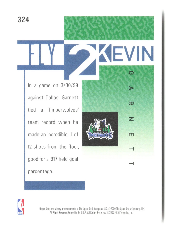 2000-01 Upper Deck Victory #324 Kevin Garnett - Image 2 of 2