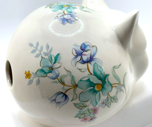 Vintage I.W. Reisblumen weiß Porzellan SCHLAFENDE KATZE Wattebausch Spender - Bild 6 von 6