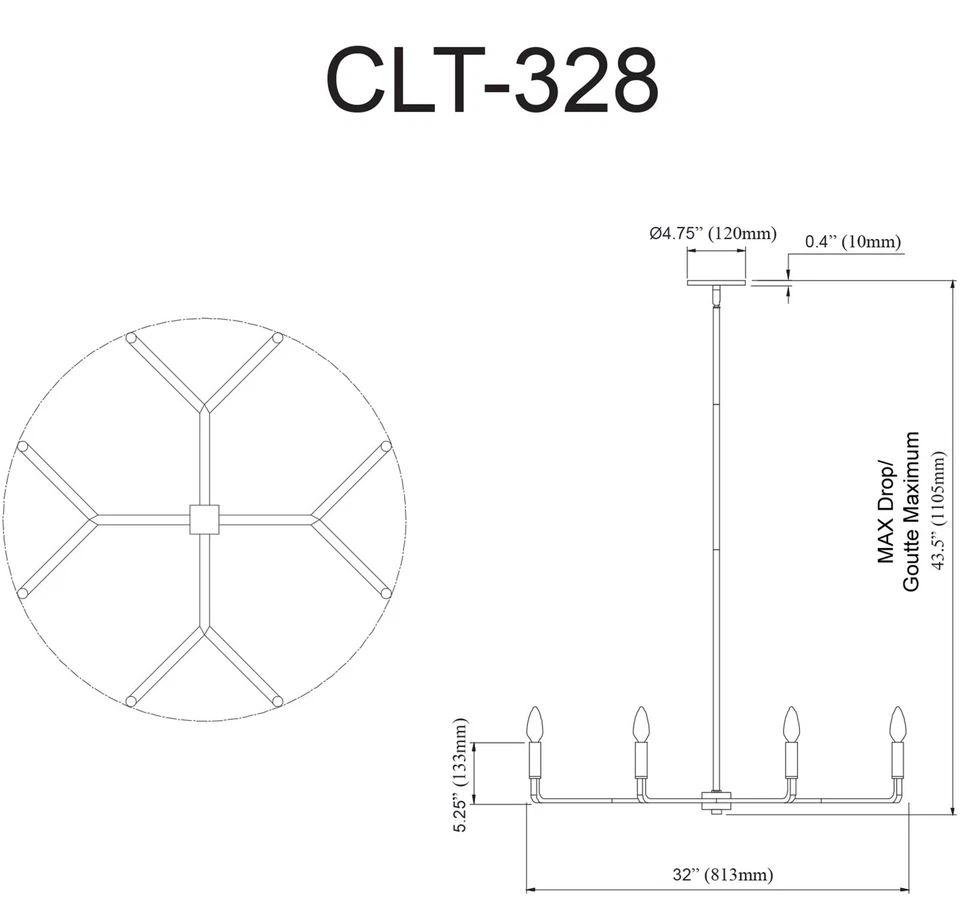 Dainolite CLT-328 Colette 8 Luces 32"W Estilo Vela Cónica - Cromo Foto 3 de 4