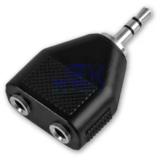 2-way Headphone Splitter Adapter 1/8" 3.5mm Stereo Jack Twin Female to Male