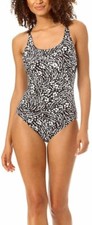 NEW Hurley Women's Full Coverage Black White One Piece Swimsuit UPF 50 XXLarge