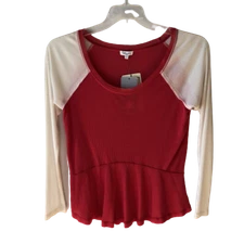 Splendid Indigo Womens Small Red White Long Sleeve Shirt Top Casual Blouse S New