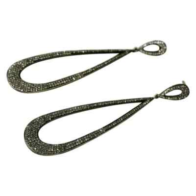 Teardrop Shape Earring Pave Diamond 925 Sterling Silver Designer Earring Gift