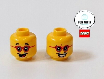 Lego Minifigur Kopf-rote Brille großer Mund & Schnurrbart (Nr. 3522) NEU & ORIGINAL