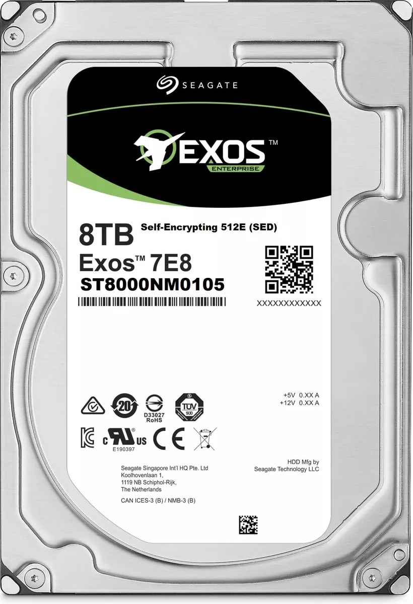 Hard Drive Seagate EXOS Sed ST8000NM0105 8TB 256MB SATA III Nas - Raid 3.5  \