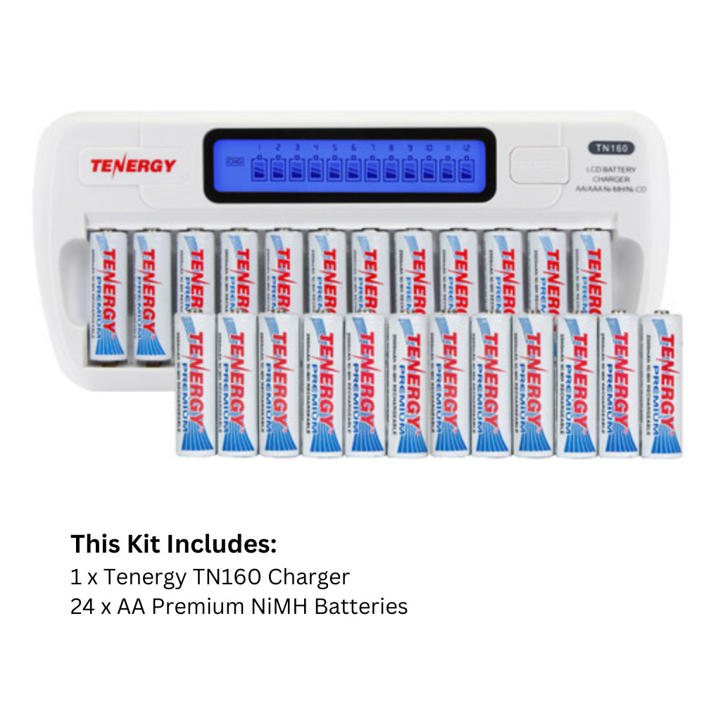 Tenergy TN160 AA AAA 12 Bay NiMH Battery Charger with Batter