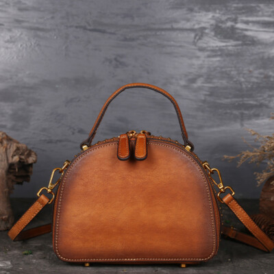 Vintage leather handbag multi-functional suede cowhide