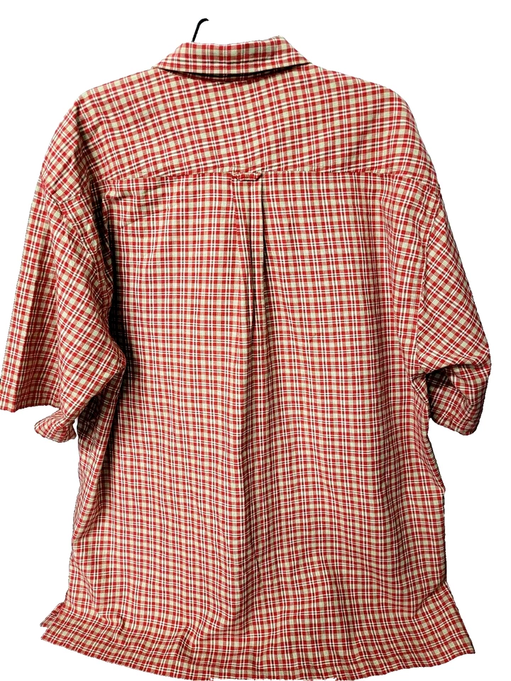 Camisa a cuadros Attitude 2XL de manga corta con botones para hombre, rojo/verde/bronceado Foto 4 de 4