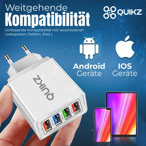 2x Schnell Ladegerät Stecker 4x USB Port 5V-3A Netzteil Adapter Für Handy Tablet - Bild 15 von 26