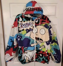 Members Only X Nickelodeon Rugrats Windbreaker Zip Up Hooded Sports Jacket XL