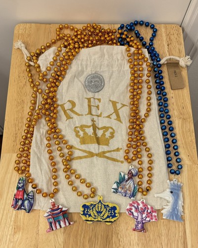 Krewe of Rex 2024 Lot Medallion Beads, Bag, Doubloon Mardi Gras New Orleans