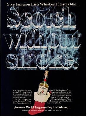1976 Jameson Irish Whiskey ''Scotch Without Smoke'' Christmas Stocking Print Ad