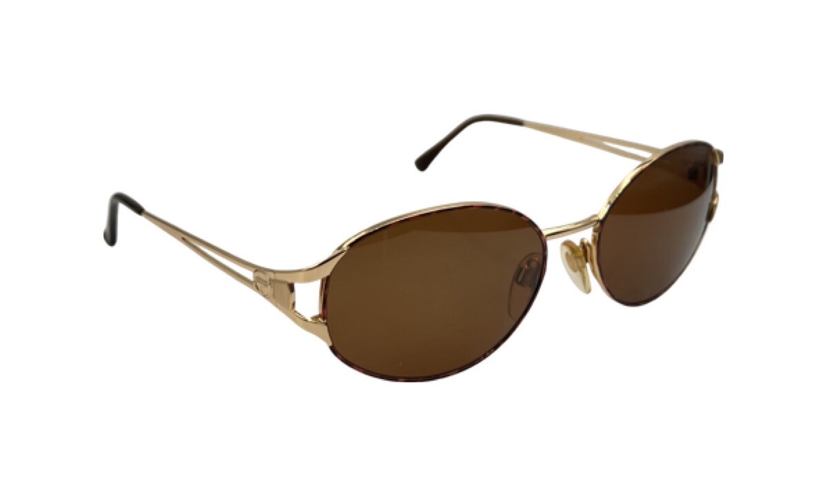 Vintage Sergio Tacchini S.T.1084-S Brown Gold Oval Sunglasses