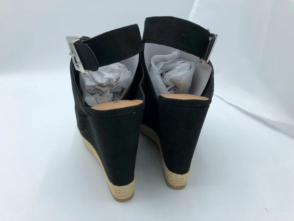 Call It Spring Ioppolo Faux Suede Wedge Espadrille Sandal (1991) Black Size 9M - Image 3 of 4