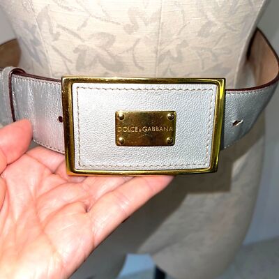 Dolce & Gabbana Leather Belt Logo Plate Womens Size 32  display picture 2
