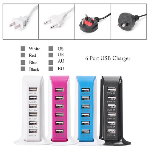 30W Multi 6 Port USB Ladegerät 6A Schnell Ladestation Desktop Travel Hub po