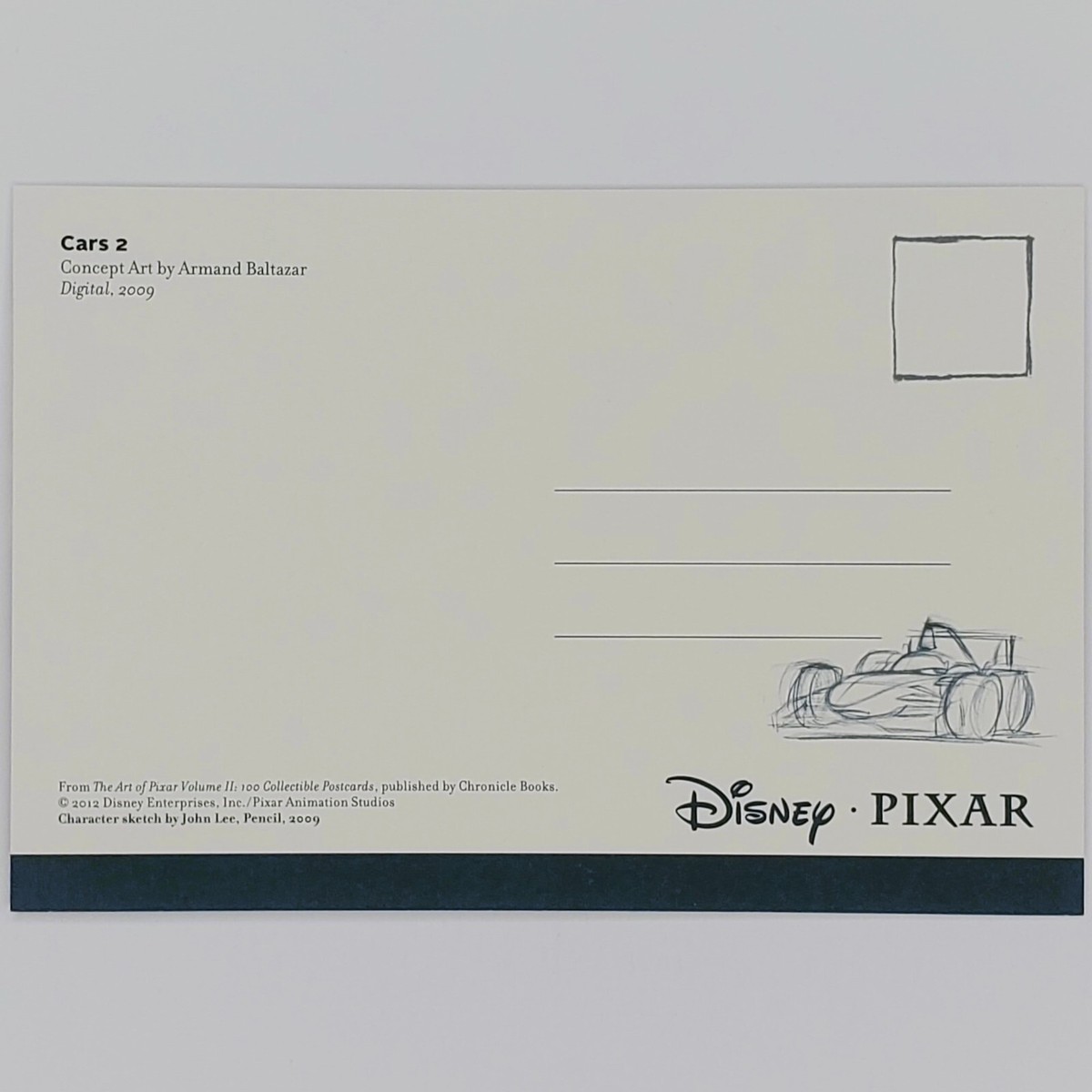 Cars 2 Postcard Lightning McQueen Disney Study Concept Art of