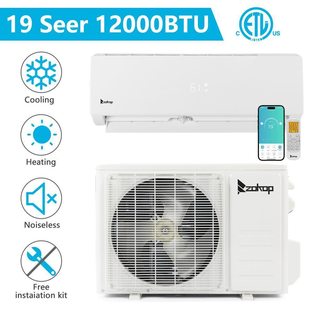 Zokop 12000 BTU 19 SEER 230V Split AC with Cooling Heat and Dehumidify