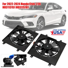 Fit 2022-2024 Honda Civic 1.5L 2.0L Radiator Cooling Fan Assembly 2Pcs HO3115181