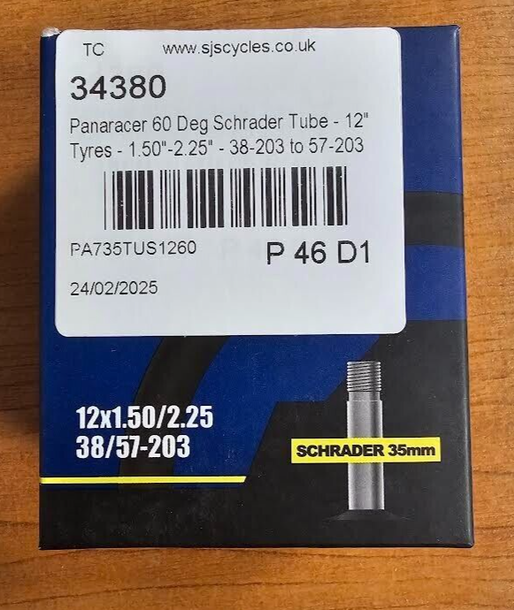 Panaracer Schrader Tube - 12"" Tyres - 1.50""-2.25"" - 38-203 to 57-203