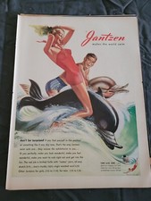 VTG 1947 Original Magazine Ad JANTZEN Swimsuits Makes The World Swim Dolphins