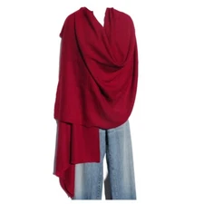 Cashmere | Shawl | 4 Ply| Hand Loomed | Nepal| Herringbone | Ruby Red