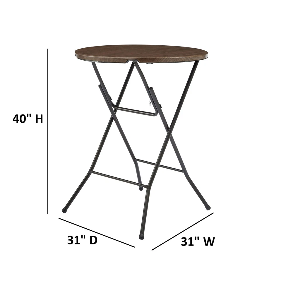 Mainstays 31" Round High-Top Folding Table, Walnut - Image 2 of 4