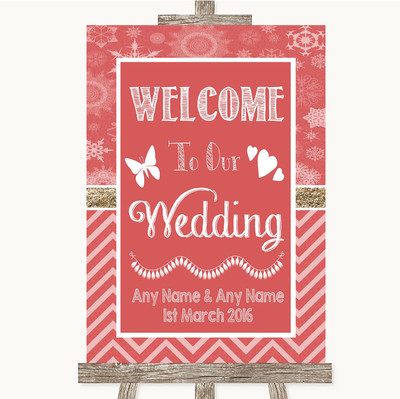 Personalisiertes Hochzeitsschild rot Winter Willkommen zu unserer Hochzeit