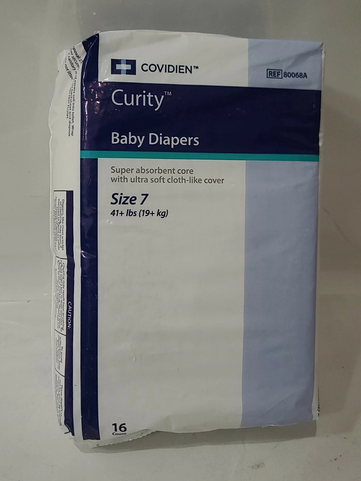 *New Sealed* 16x Baby Diapers Sz 7 Disposable COVIDIEN Curity 41+ lbs (19+ kg)