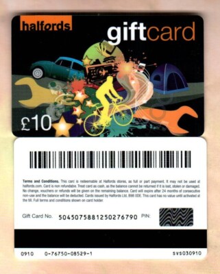 HALFORDS ( UK ) Everything for Him or Her ( 2010 ) Gift Card ( $0 ) V2