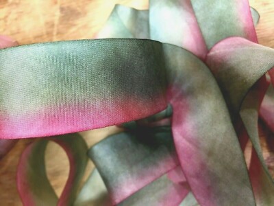 silk ribbon hand dyed 1'' on the bias 1yd made in USA