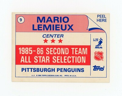 MARIO LEMIEUX 1986-87 Topps All-Star Sticker #9 Pittsburgh