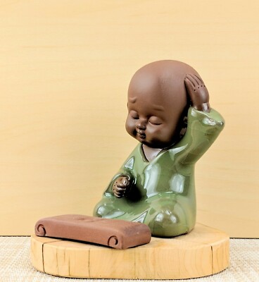 Porcelain / Ceramic Little Zen Monk Playing Chess Craze Style Tea Pet Figurine
