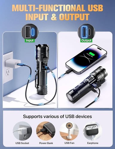 Rechargeable Flashlights High Lumens 2000 2 Modes High/Low, Super Bright Magneti - Picture 5 of 8