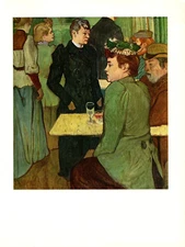 1956 Vintage TOULOUSE "A CORNER IN A DANCE HALL" CABARET COLOR offset Lithograph