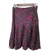 Dana Buchman Women's Silk Geometric Knee Length Skirt Size 2 Multicolor 1884