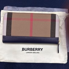 BRAND NEW BURBERRY CHECK CANVAS ZIP AROUND LONG WALLET 80840291