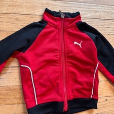 Puma Kids Red Black SportLifestyle Full Zip Track Jacket 12M Raglan Sleeve