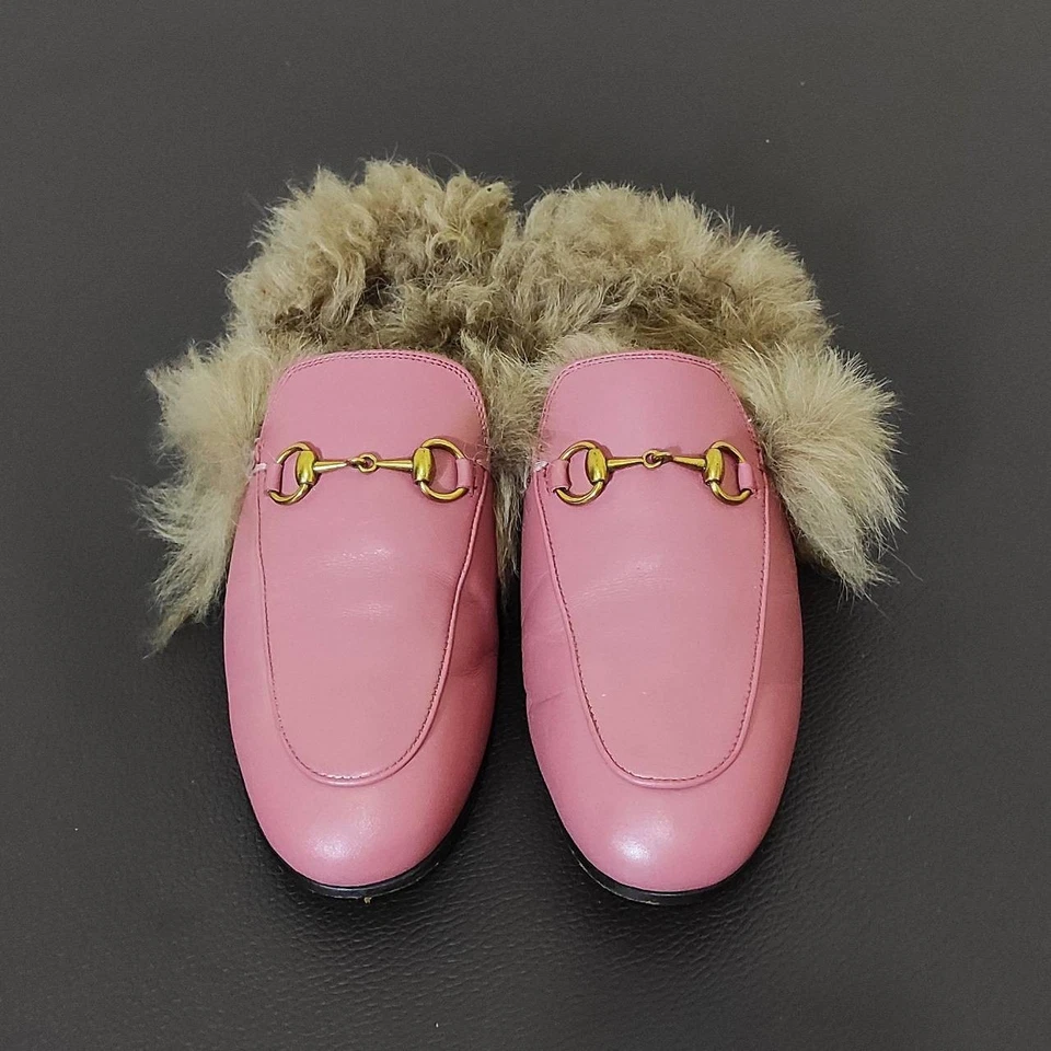 Zapatillas Gucci Princetown de piel de mulas planas de cuero rosa para mujer talla: EU36 US6 Foto 2 de 4