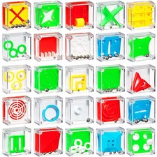 Mini Cube Puzzle Games 24-Pack 3D Brain Teaser Maze Ball Party Favors
