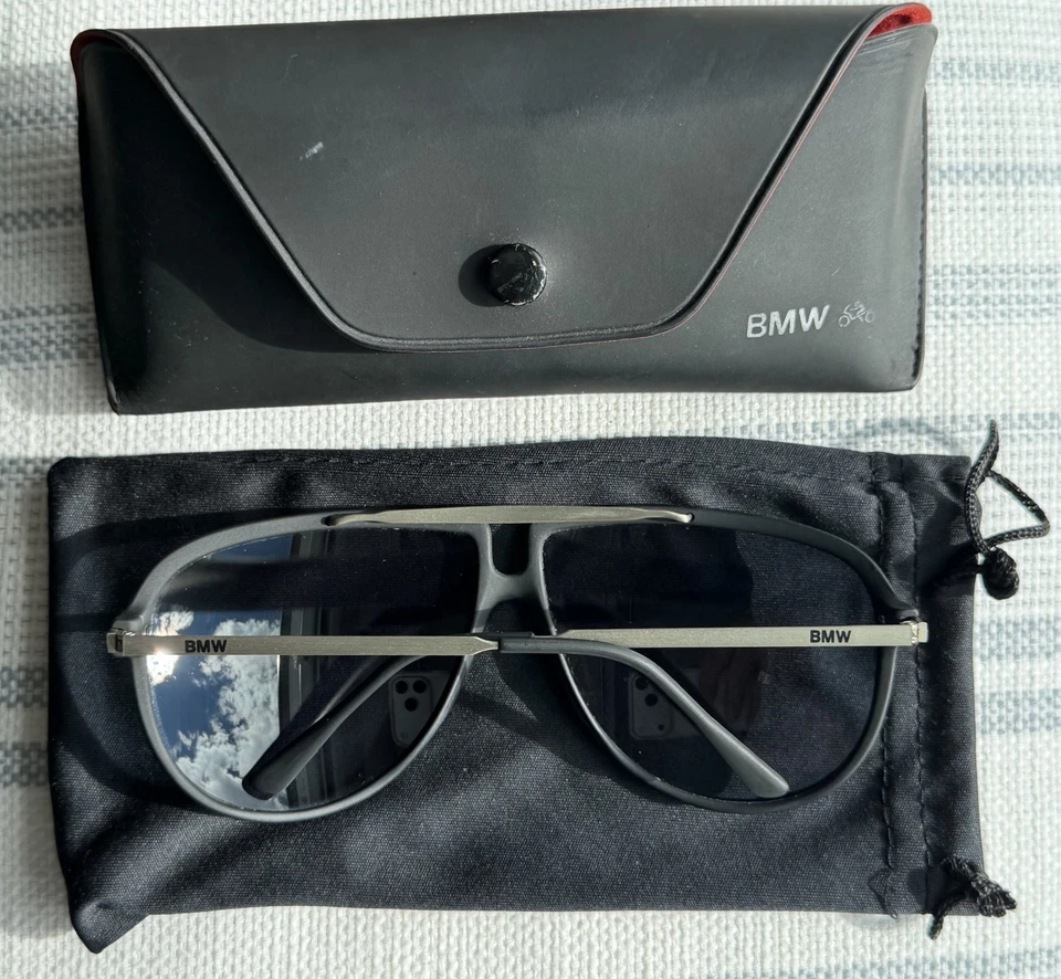 Marco de aviador de fibra de carbono de titanio BMW + lentes grises degradados gafas de sol Foto 2 de 4