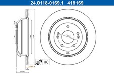 2x Bremsscheibe ATE 24.0118-0169.1 für KIA SORENTO 3 UM CRDI 4WD GDI CVVT