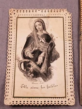 Antique Holy Prayer Card Victorian Lace Virgin Mary Christian C17