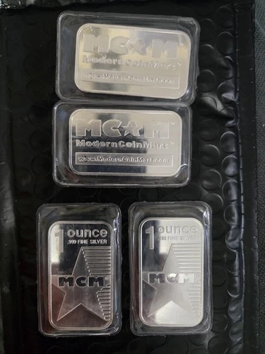 Lot of 4 - 1 Troy oz MCM ModerCoinMart .999 Fine Silver Bar Sealed