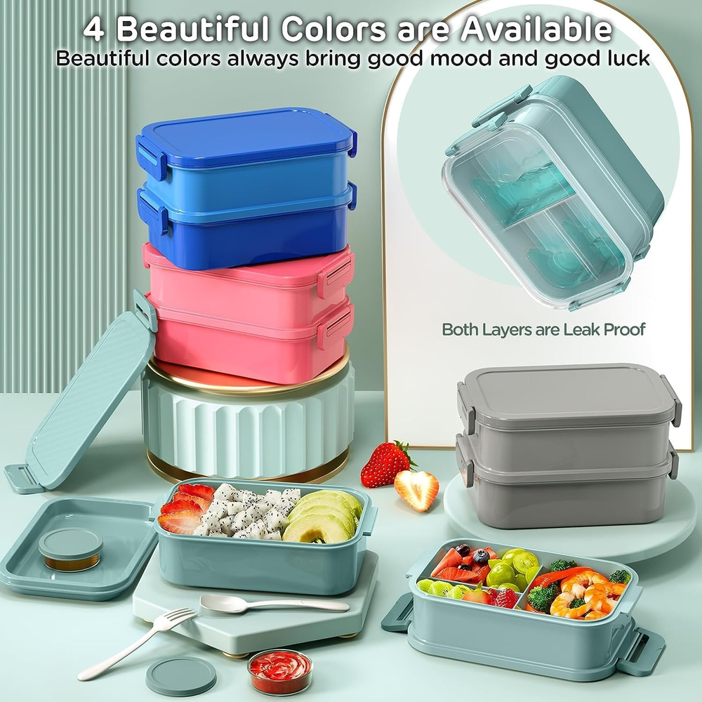 Stackable 74 OZ Adult Bento Lunch Box All-In-One Container