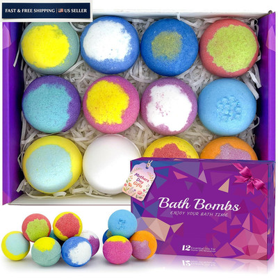 Bath Bombs for Women Gift Set 12 Pack Natural 4 Count (Pack of 3), Red 