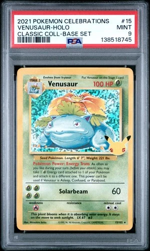 2021 POKEMON CELEBRATIONS CLASSIC COLLECTION #15 VENUSAUR-HOLO PSA 9