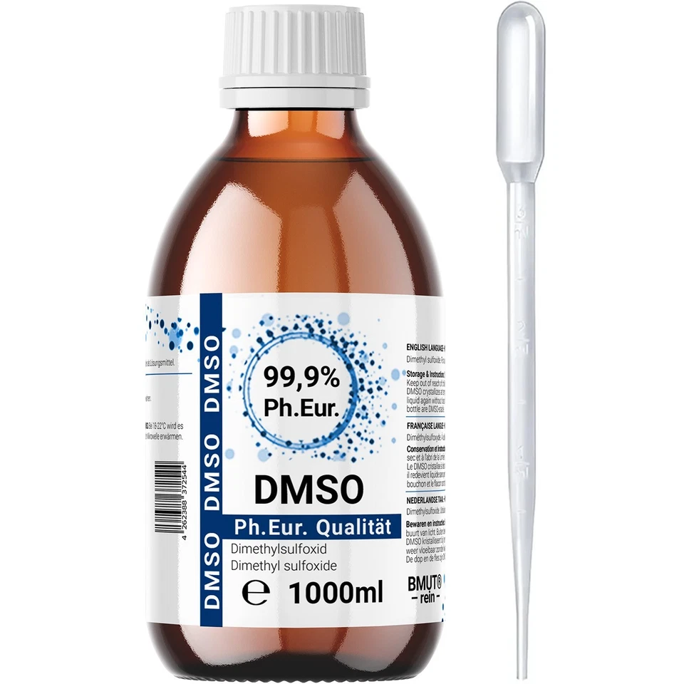 BMUT 1000ml DMSO - 99,9% (Ph.Eur) Dimethylsulfoxid Glasflasche mit Pipette 1 Liter