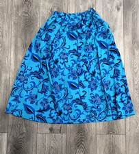 Christian Dior vintage flower design midi women's skirt; Size S elastic waist